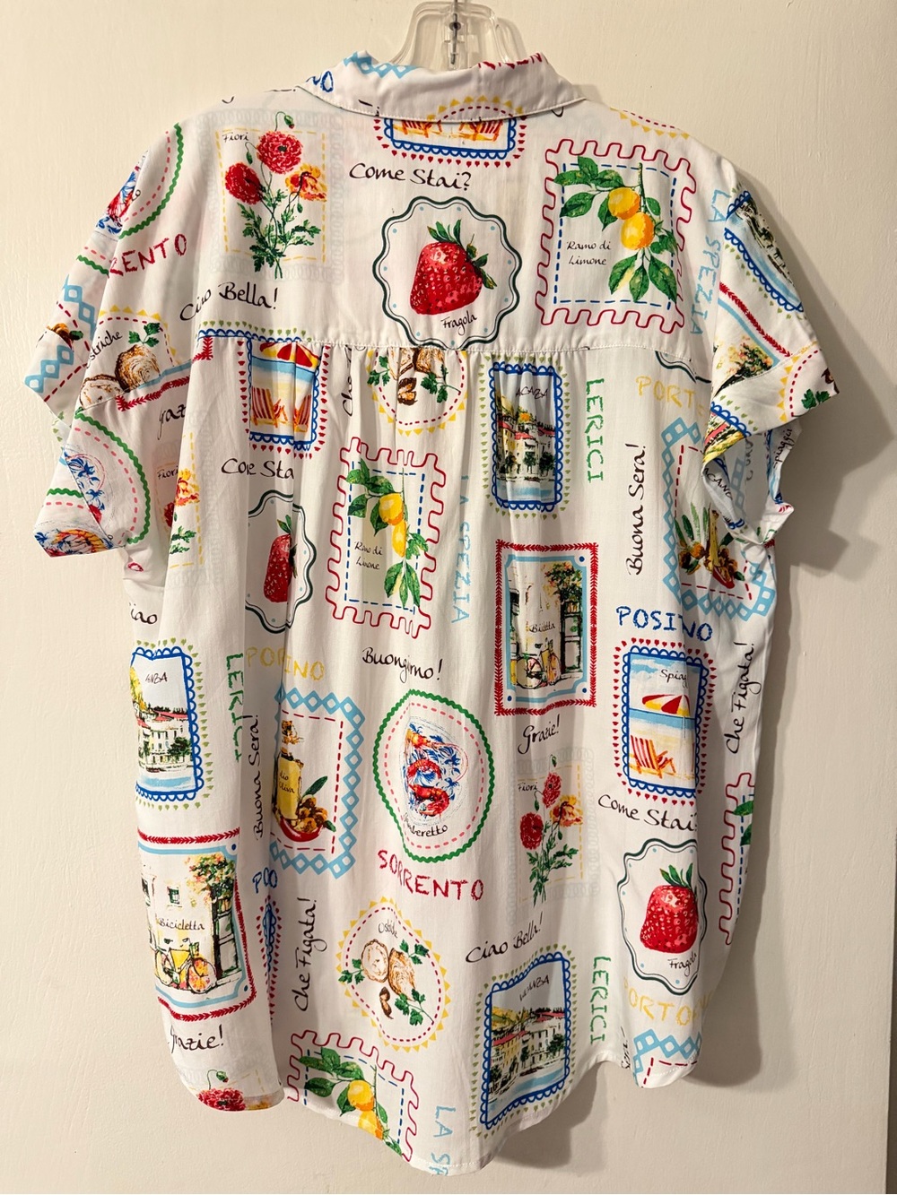 NWT Jane + Delancey Italian Postcard Button-Up Shirt Multicolor Print Sz L - Picture 2 of 5